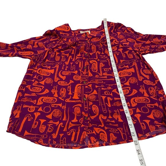 Anthropologie 52 Conversations  Colloquil Yoked Toot Your Own Horn Blouse Size 2 - Picture 8 of 8